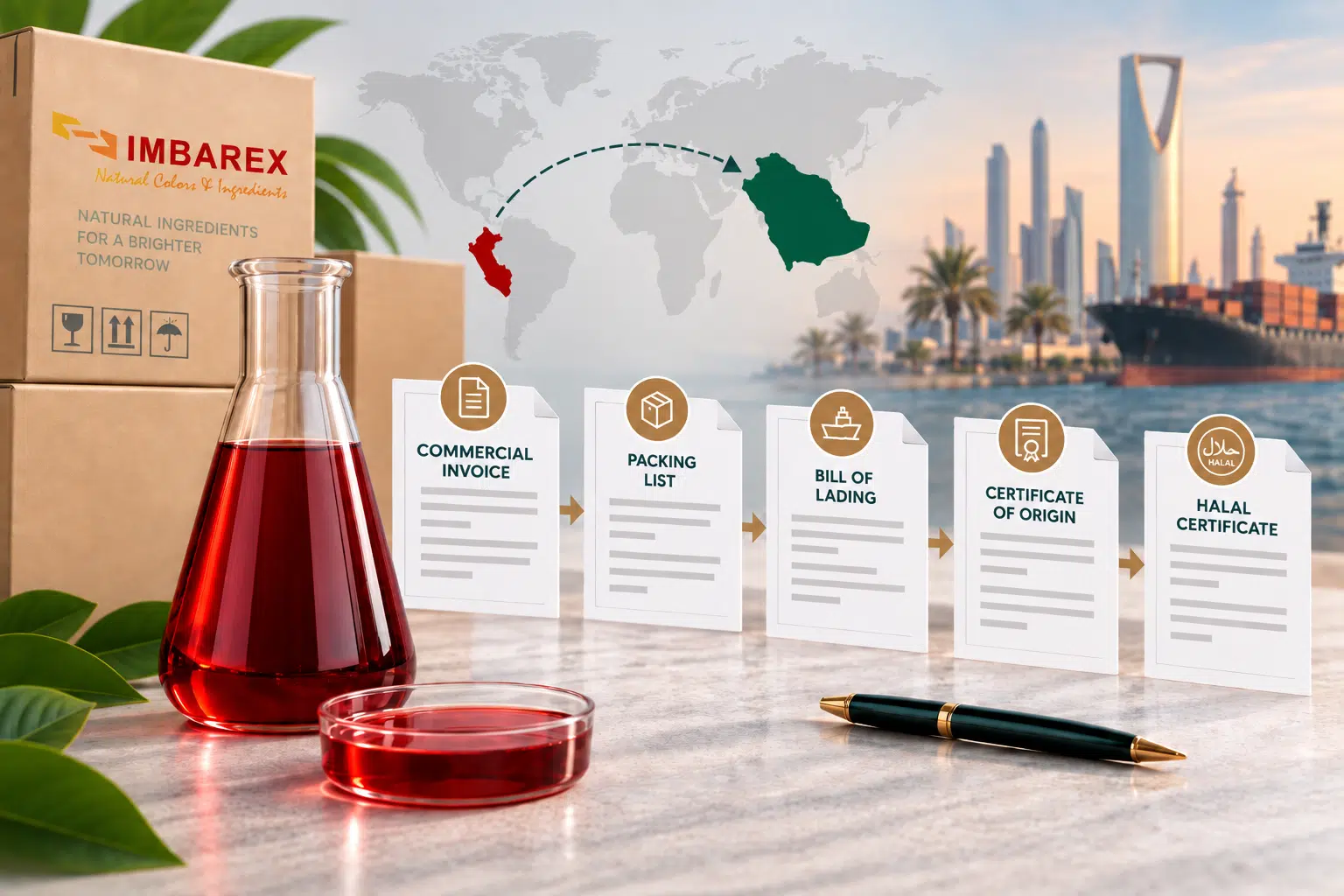 Halal-Zertifizierung und Exportdokumente für Karmin E120 im GCC